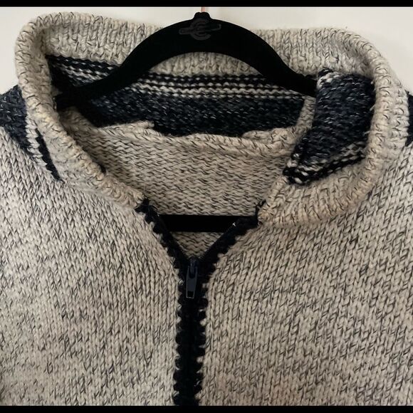 Made in Portugal offwhite w/specks hooded cardigan, pockets, drawstring,zipper S - Picture 3 of 9
